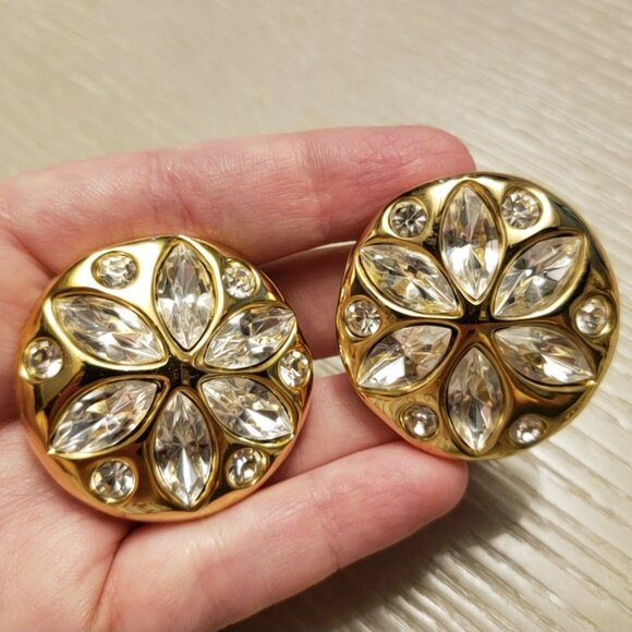Givenchy Jewelry - Givenchy LARGE Vintage Runway Crystal Clip-on Earrings